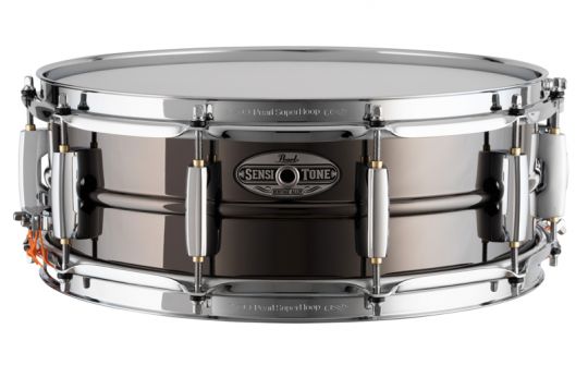 Pearl 14" x 5" Sensitone Brass Snare Drum, Black Chrome 